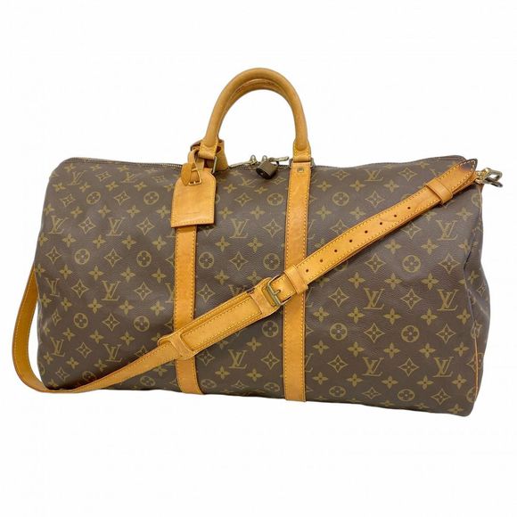 Louis Vuitton Monogram Keepall Bandouliere 55 Boston Bag M41414 Brown  Men's Wom - Picture 1 of 10